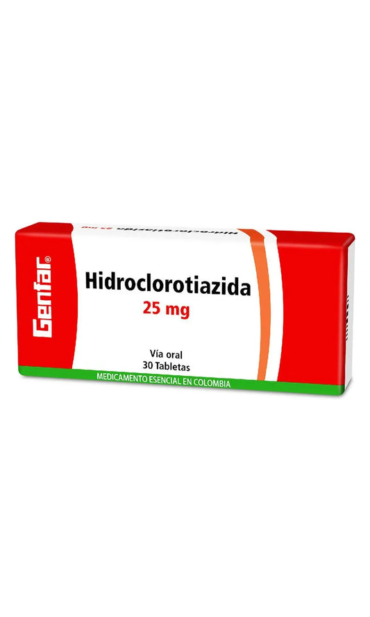 HIDROCLOROTIAZIDA (GF) 25 MG X 30 TABLETAS