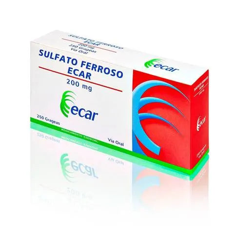 SULFATO FERROSO (ECAR) 200 MG X 250 GRAGEAS