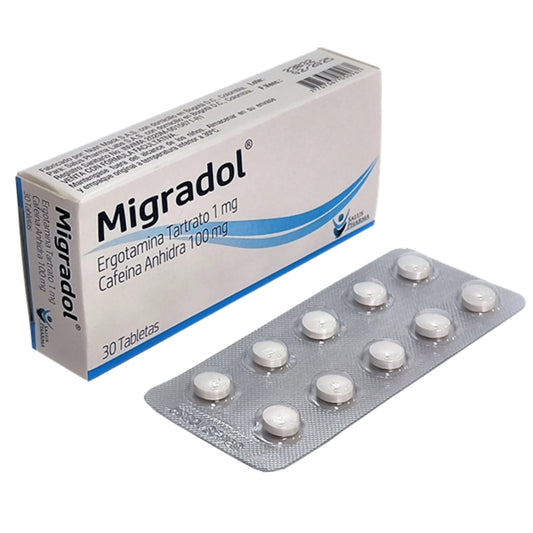 MIGRADOL (SALUS) ERGOTAMINA 1 MG CAFEINA 100 MG X 30 TAB