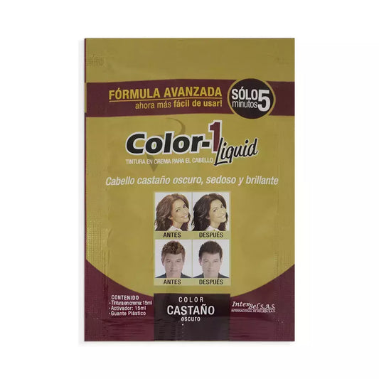 TINTURA LIQUIDA COLOR-1 (INTERBEL) CASTANO SOBRE X 15 ML
