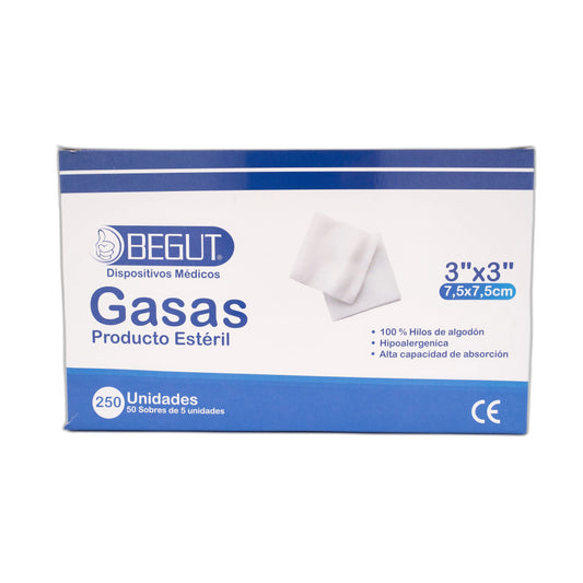 GASA ESTERIL (BEGUT) 3 X 3 - 50 SOBRES X 5 UNDS