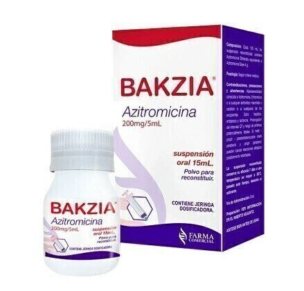 BAKZIA (FARMA COMERCIAL) AZITROMICINA SUSP 200MG/5ML X 15 ML