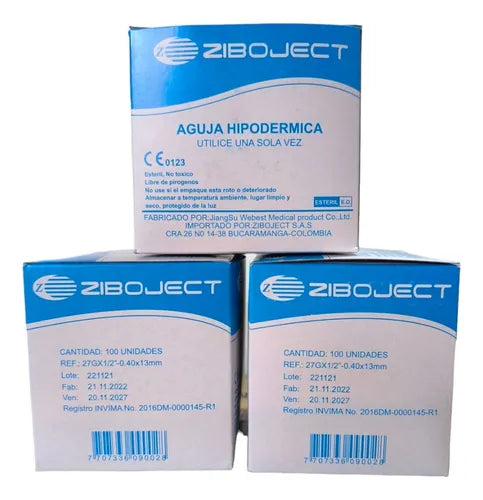AGUJA HIPODERMICA 18G X 1 1/2 CJ X 100 ZIBOJECT INST