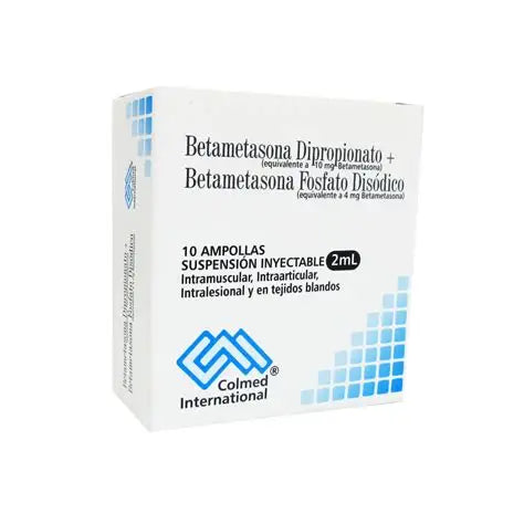 BETAMETASONA DIPROPIONATO + BETAMETASONA FOSTATO 2MG  (COLMED) X 10 AMPOLLAS