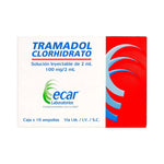 TRAMADOL 100 MG/2 ML (ECAR) CAJA X 10 AMP