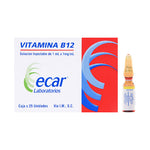 VITAMINA B12 AMPOLLA (ECAR) 1ML X 1MG/ML X 25 AMPOLLAS