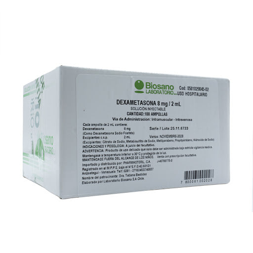DEXAMETASONA (BIOSANO) 8MG X 100 AMP